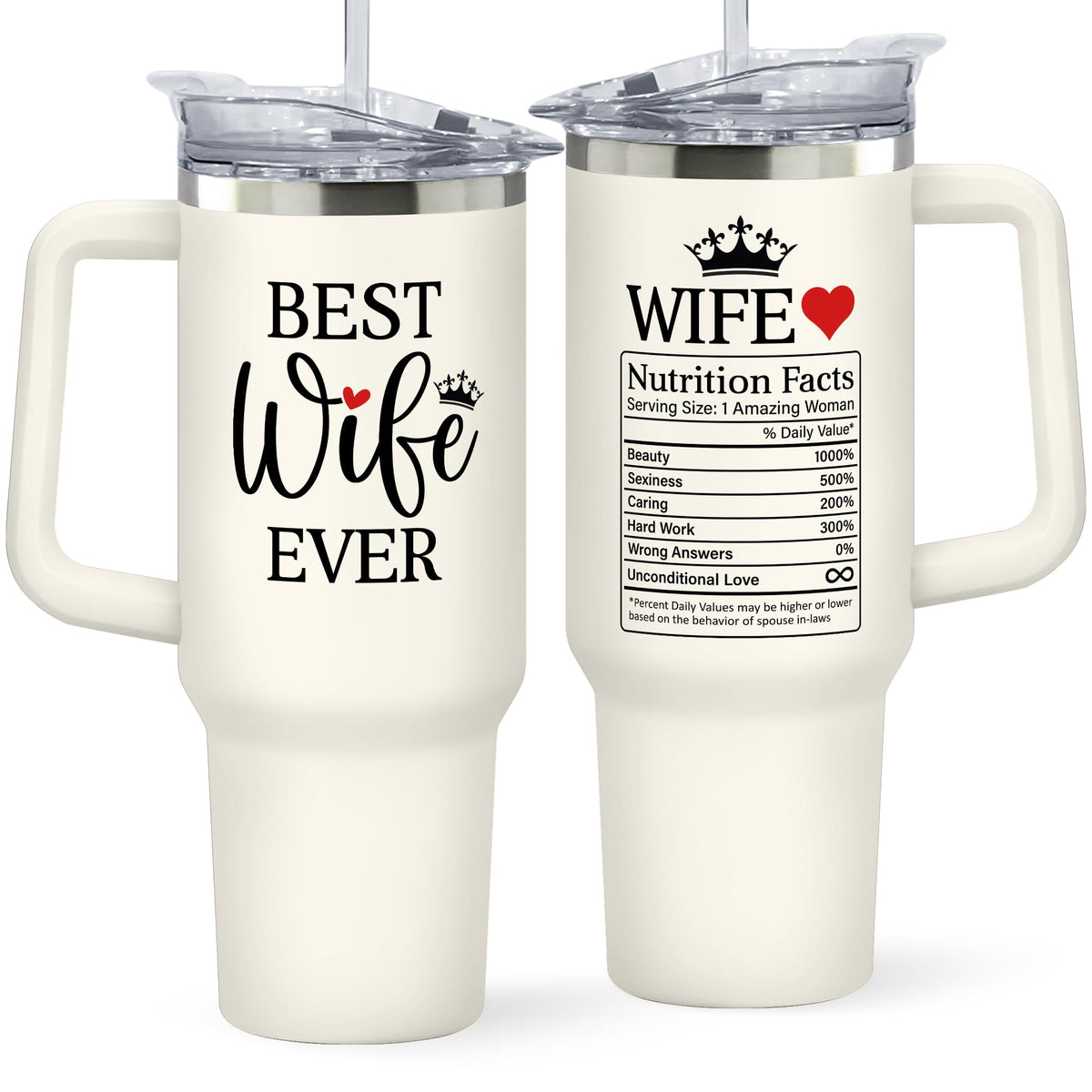 Vaso térmico KATLADIZ 40 onzas, vista frontal, doble cara para regalo romántico.