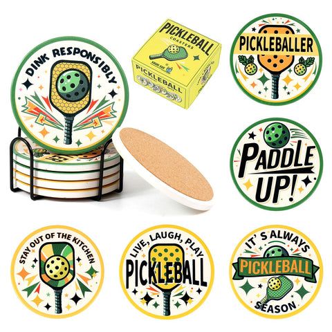 Kauai Sun posavasos pickleball con diseño vibrante para proteger superficies.