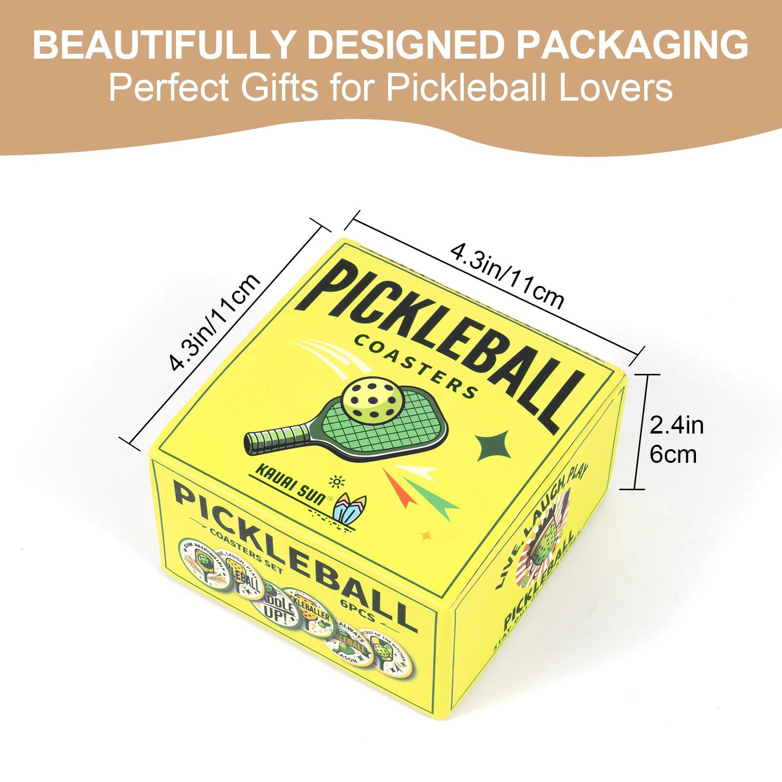 Kauai Sun posavasos pickleball para uso en casa u oficina.