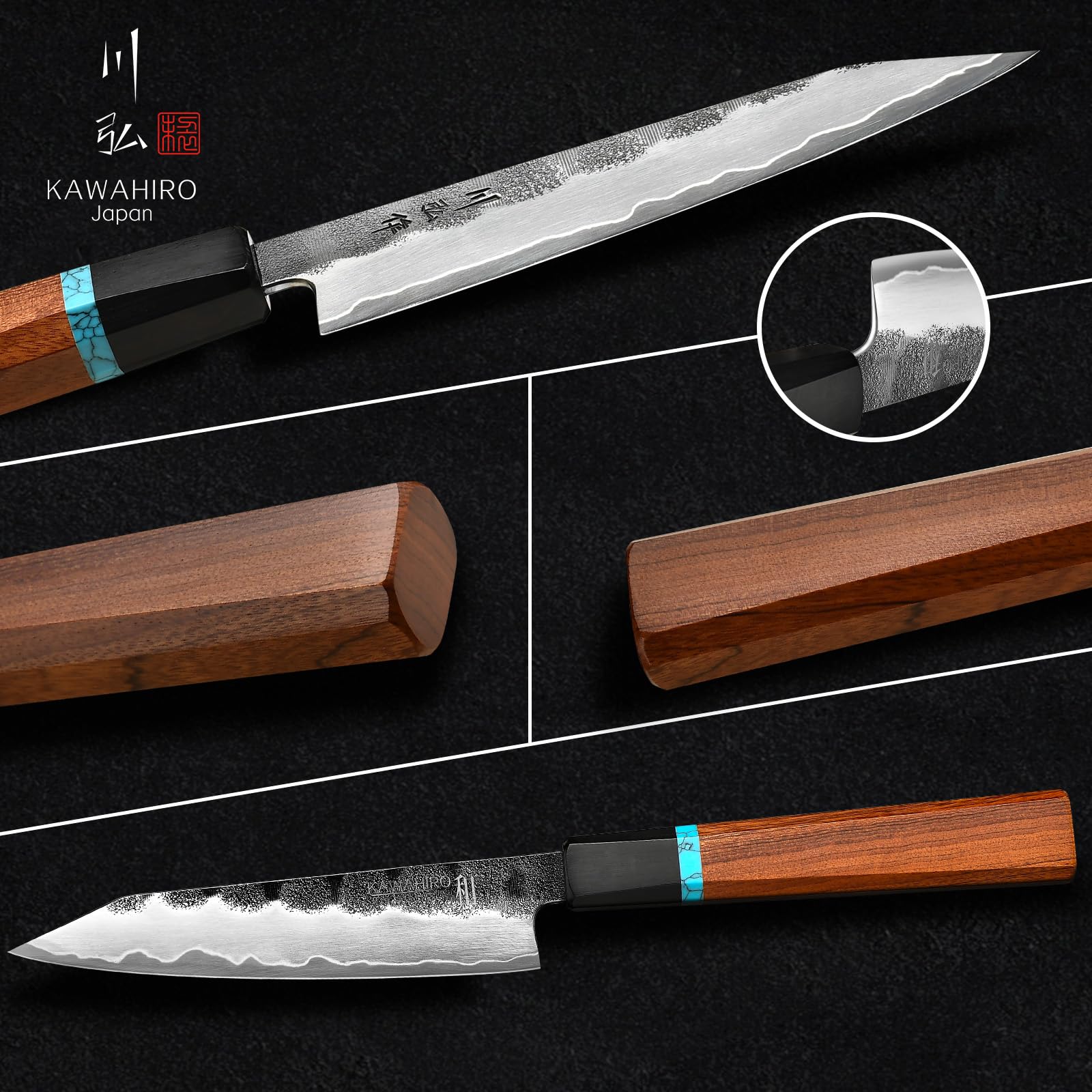 KAWAHIRO 5 pulgadas, regalo en elegante incrustación turquesa