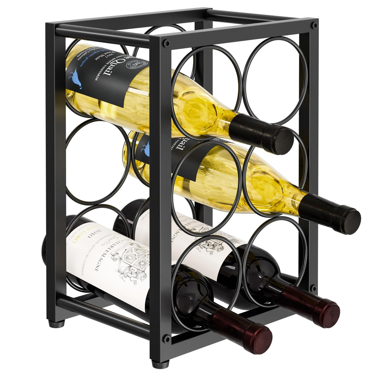 Kawaiita portabotellas encimera para 6 botellas, organización elegante en la cocina.