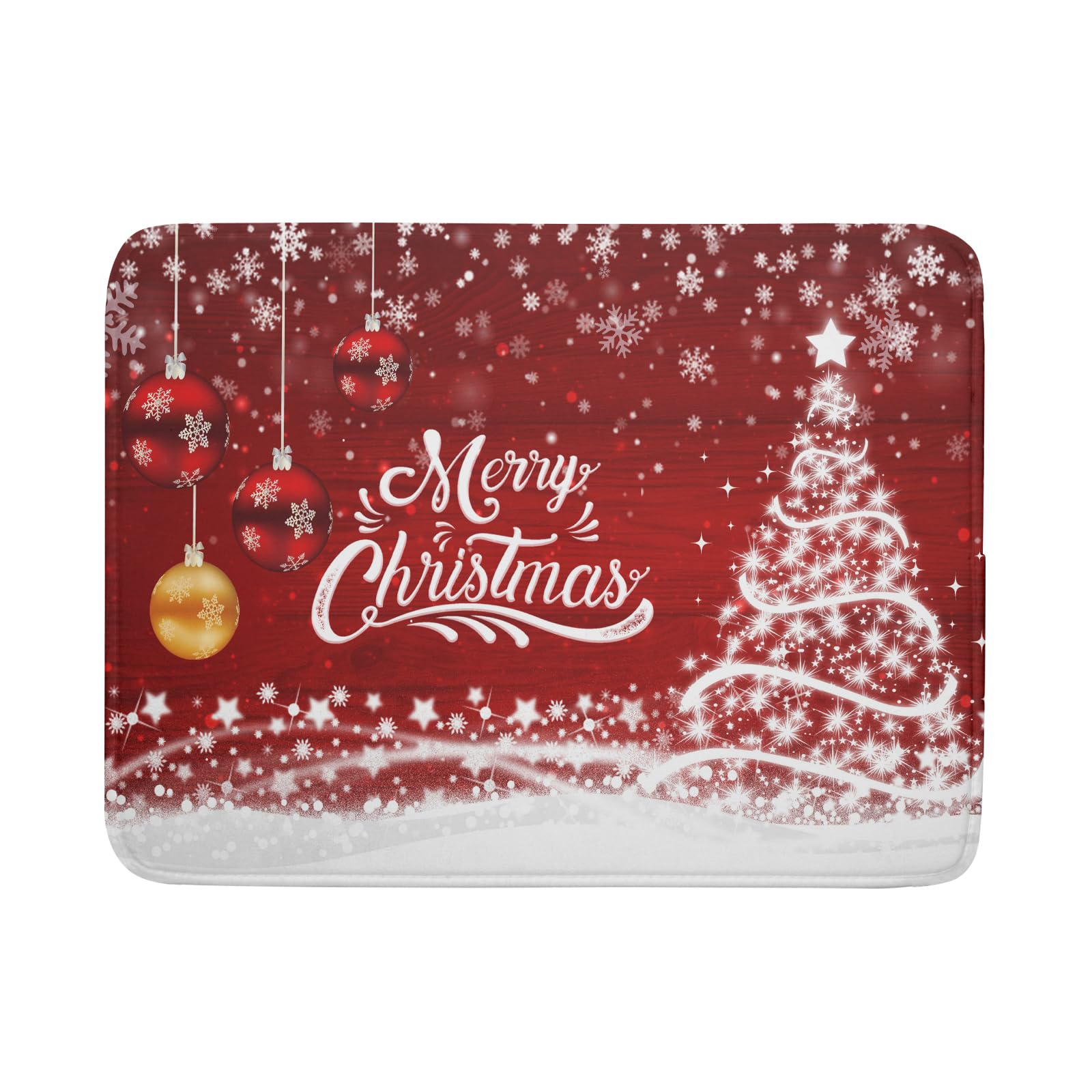 Kawani estera secado de platos navidad con arbol y copos de nieve en rojo