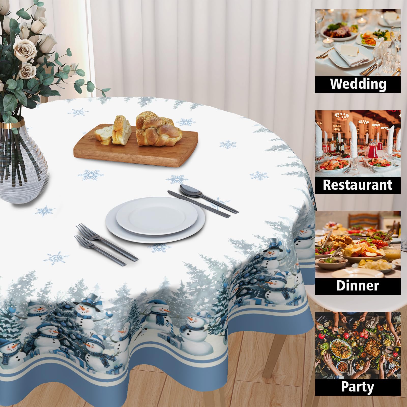 Kawani mantel con acebo y copos, creando ambiente cálido.
