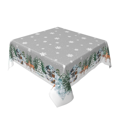 Mantel Kawani: muñeco de nieve y árboles, protección de la mesa para fiestas