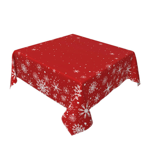 Detalle de copos de nieve rojos y blancos para realzar la mesa Kawani.