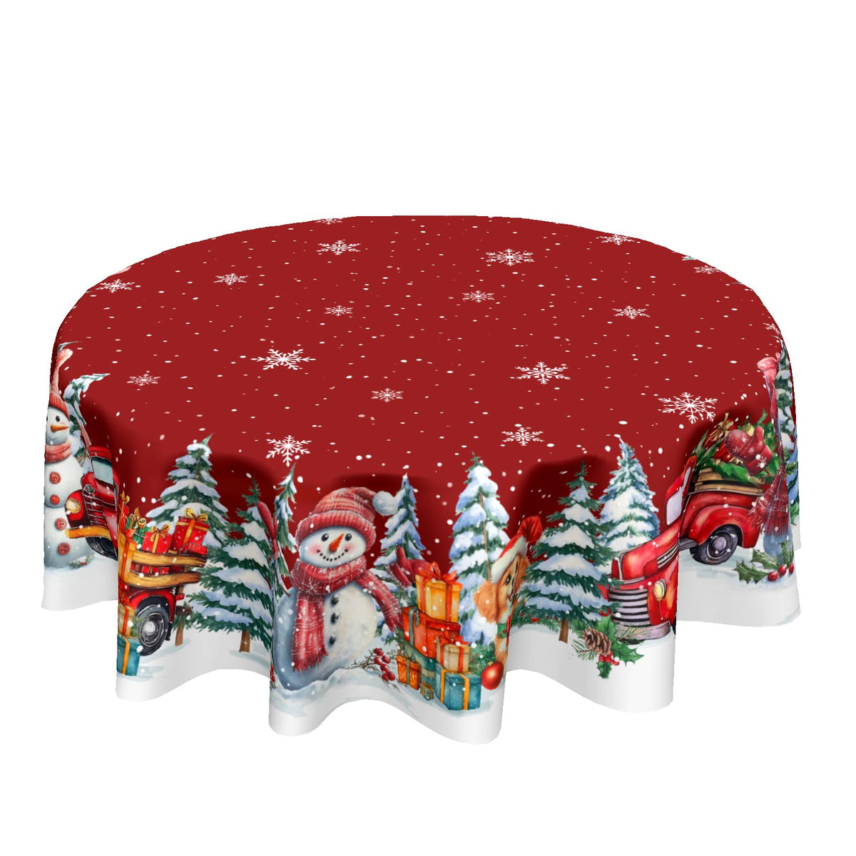Mantel Kawani navidad redondo de 60 pulgadas, ideal para cenas festivas en casa.