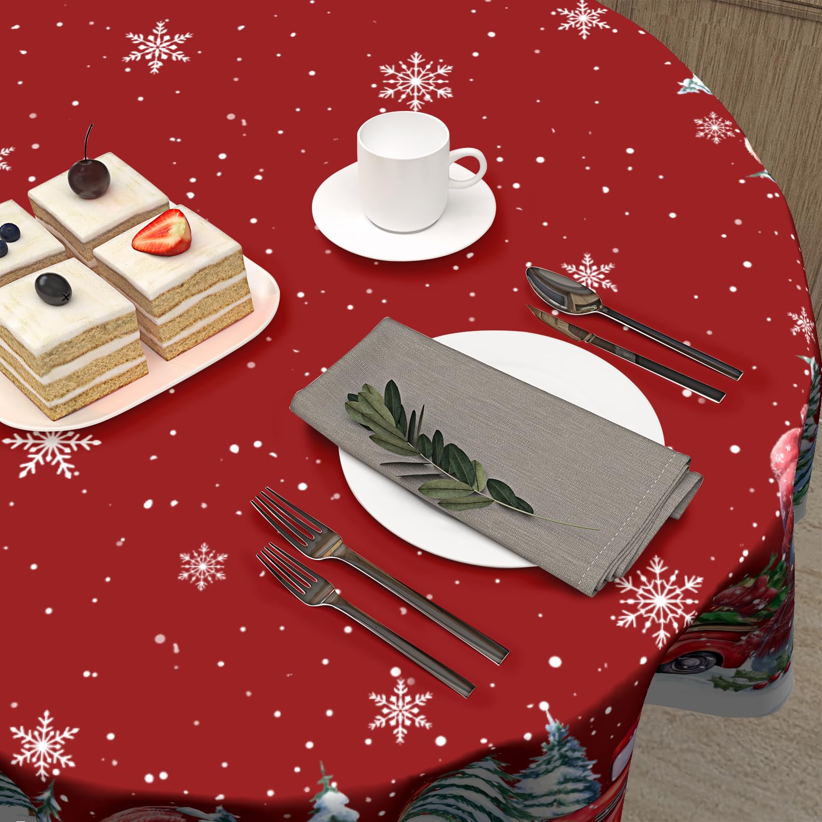 Mantel Kawani regalos rojos, aporta color vivo y alegría a la mesa.