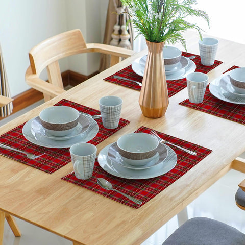Manteles Kawani, tamaño 12x18, ideal para vajilla completa en la mesa.