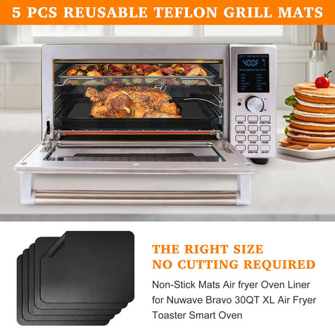 KAWENDE liner reutilizable Nuwave Bravo XL 30qt, reduce residuos y facilita la limpieza.
