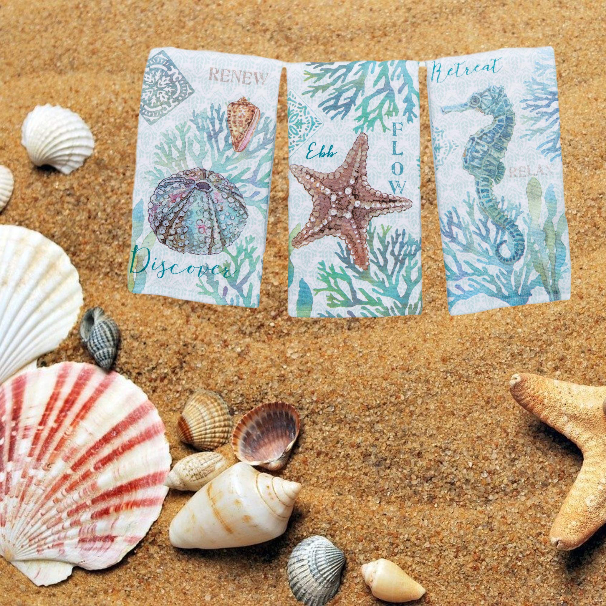 Kay Dee Beachcomber: toalla con erizo de mar, secado rápido para playa o cocina.