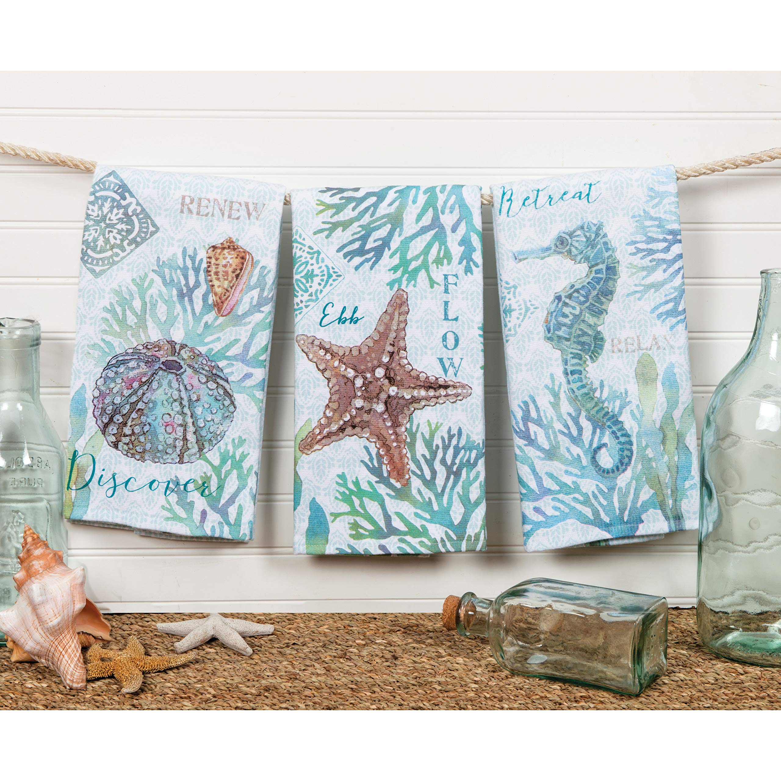 Kay Dee Beachcomber: toalla con estrella de mar, ideal para secar manos tras el uso diario.
