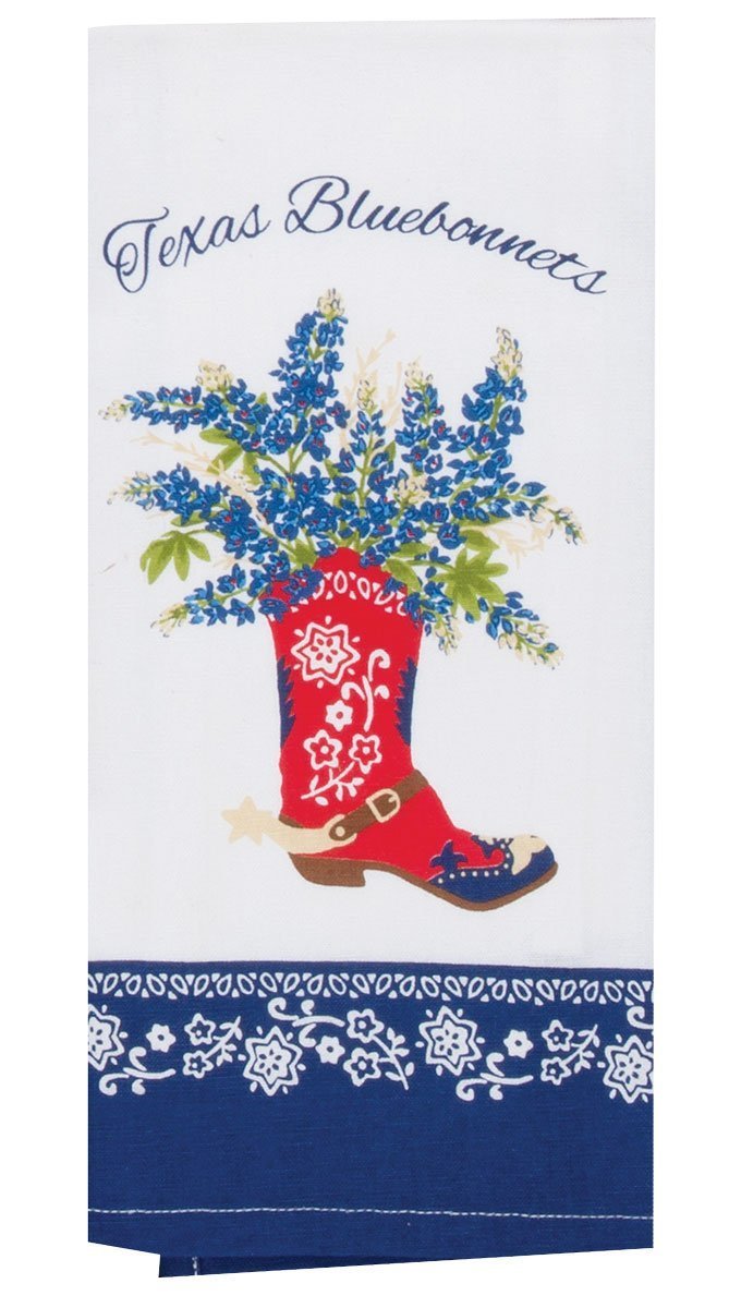 Toalla Kay Dee en terry absorbente para secar copas y platos con estilo texano