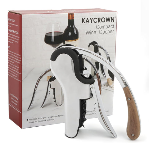 KAYCROWN abrelatas con palanca vertical facilita abrir botellas de vino con cortador integrado.