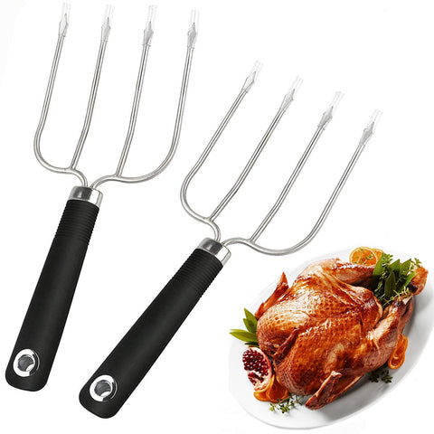 Tenedores para pavo KAYCROWN: set de 2, acero inoxidable resistente para levantar con seguridad.