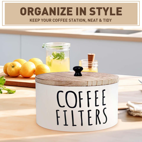 KAYIN contenedor de madera 78oz para filtros, resistente y duradero.