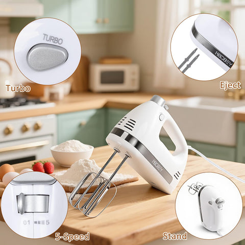 KBOBEY batidora de mano con agarre ergonómico para mayor comodidad