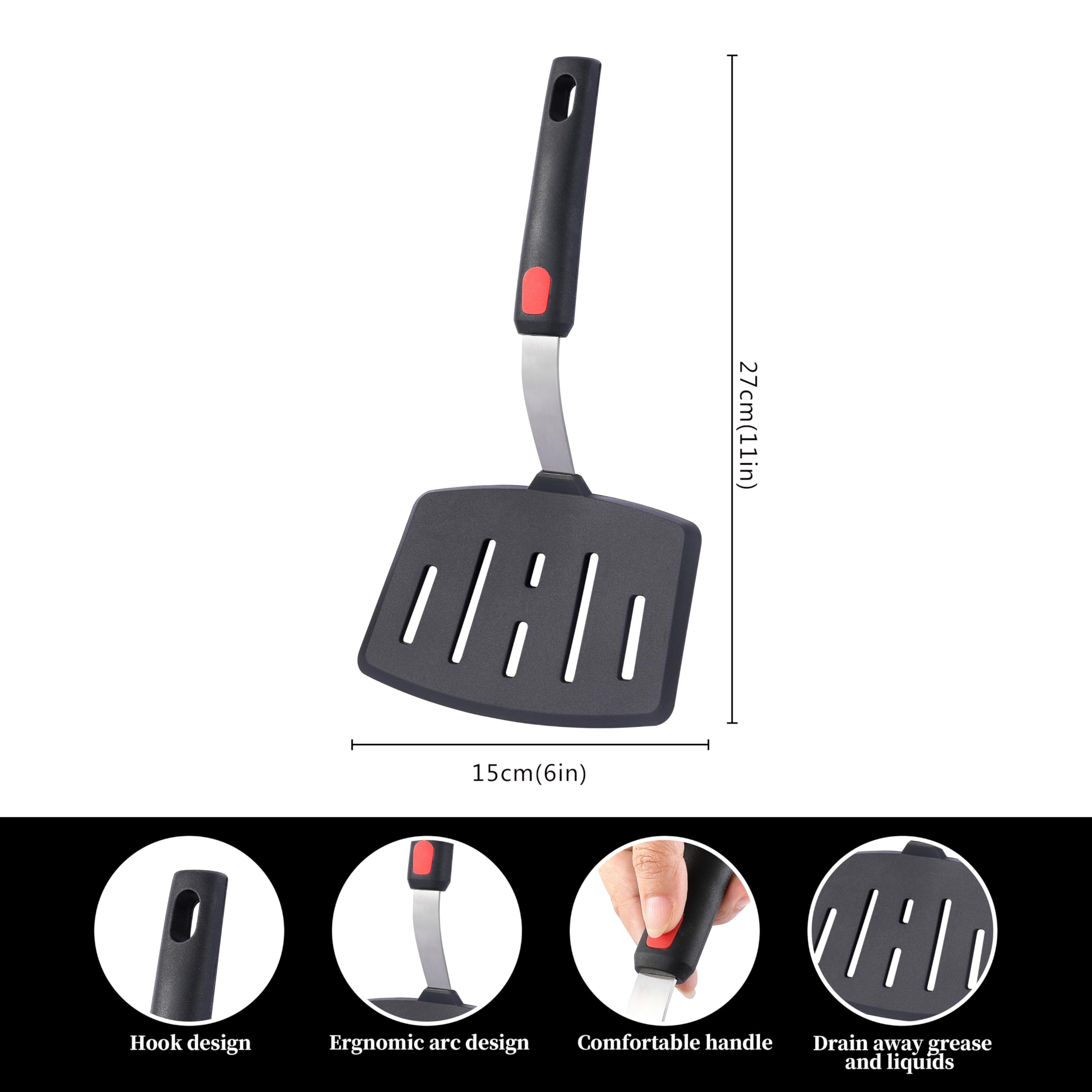 Volteador de silicona KCKHFA con mango ergonómico para un agarre estable