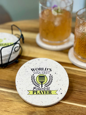 KCT Store posavasos con diseños divertidos de pickleball para mesa.