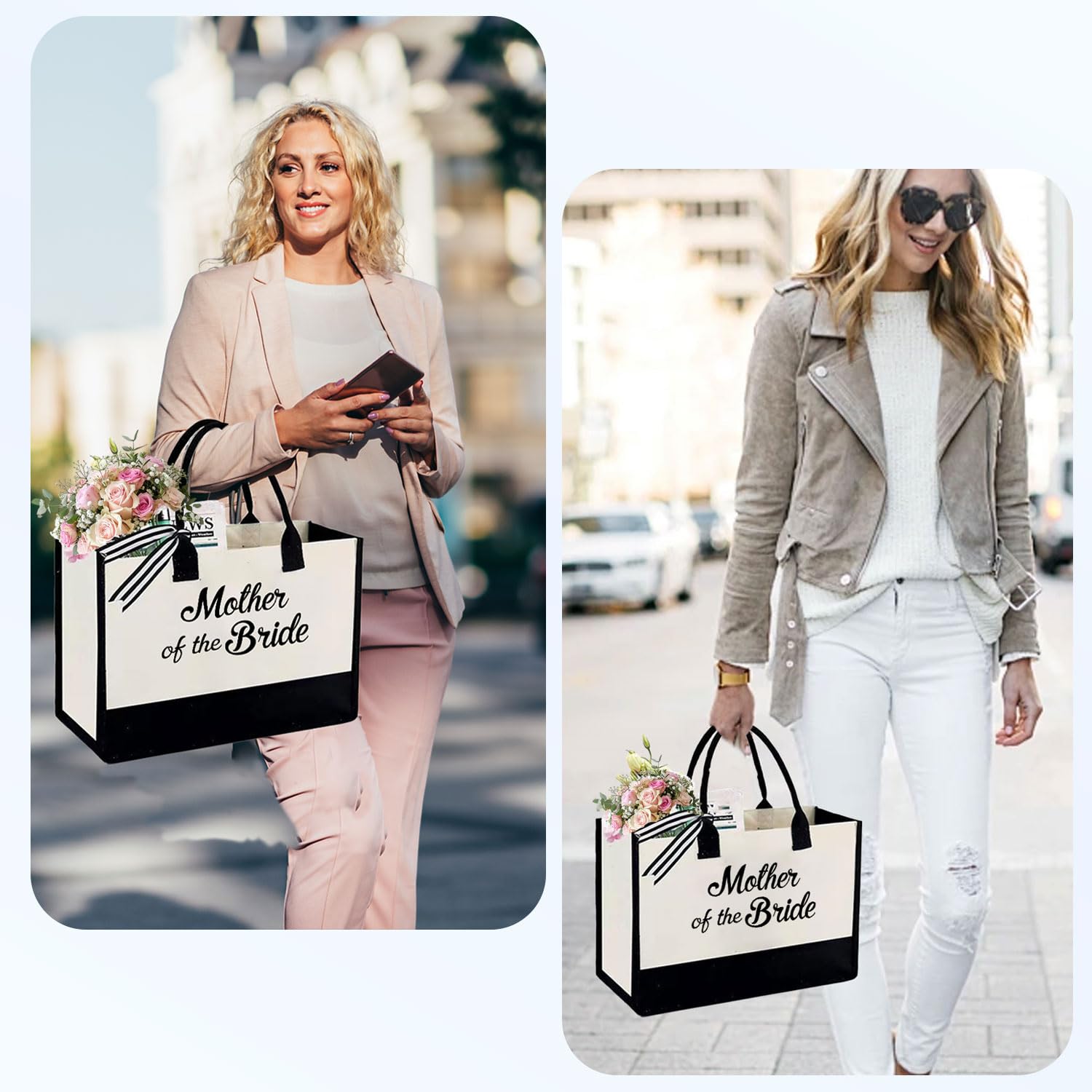 KDBDSYZB bolsa tote clásica en blanco y negro, estilo para boda