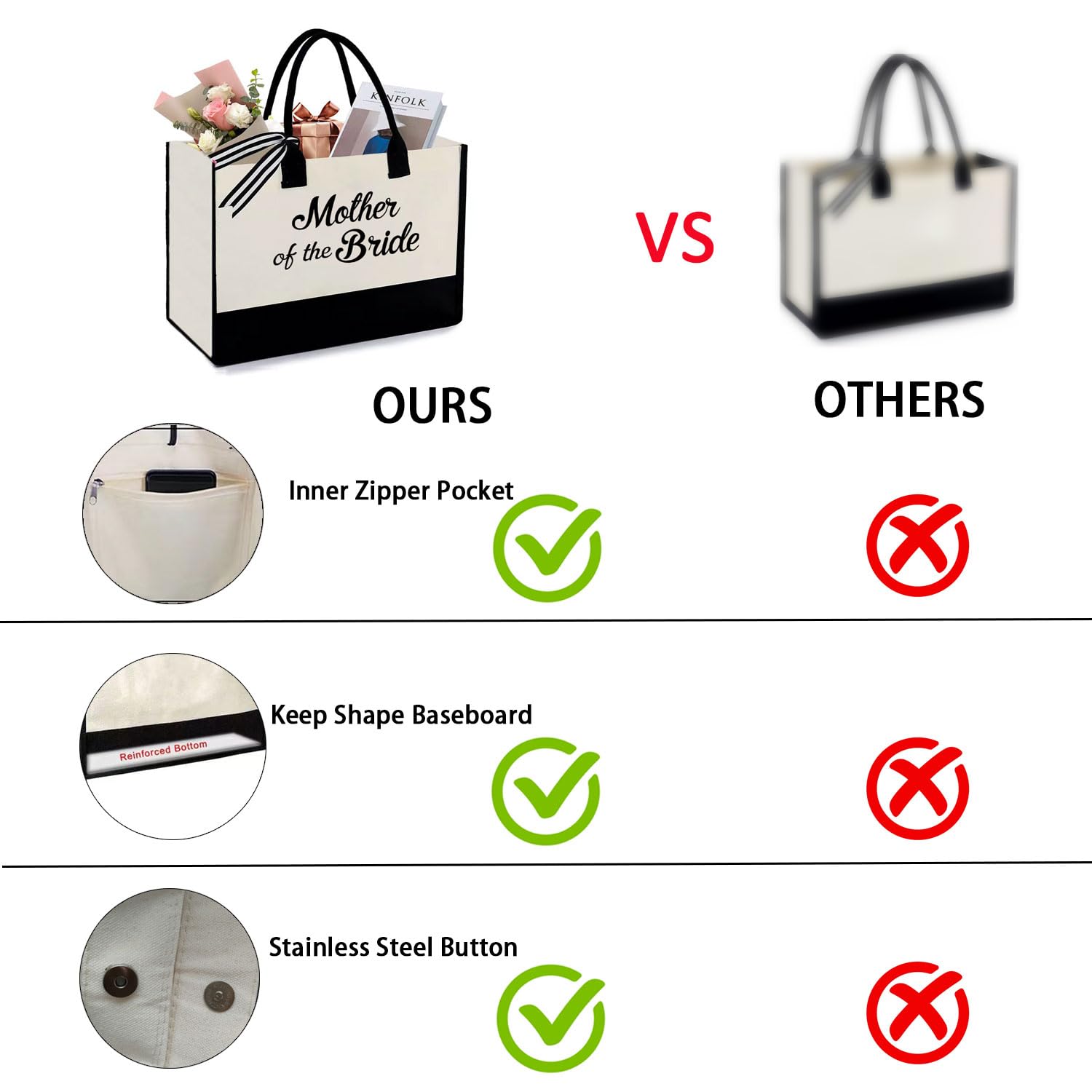 KDBDSYZB tote con diseño Mrs, frente doble para bodas