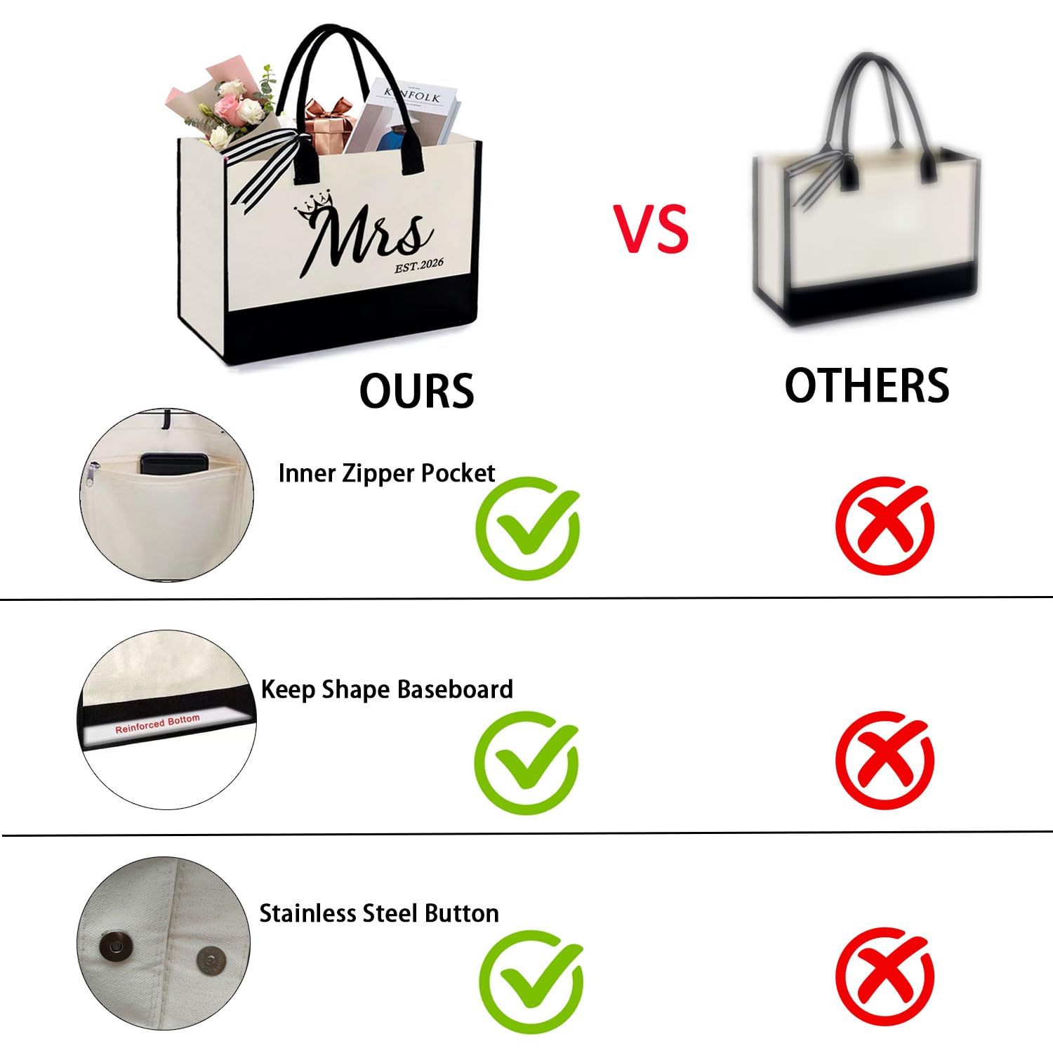 KDBDSYZB Mrs 2026 Tote Frontal: diseño elegante para ocasiones especiales
