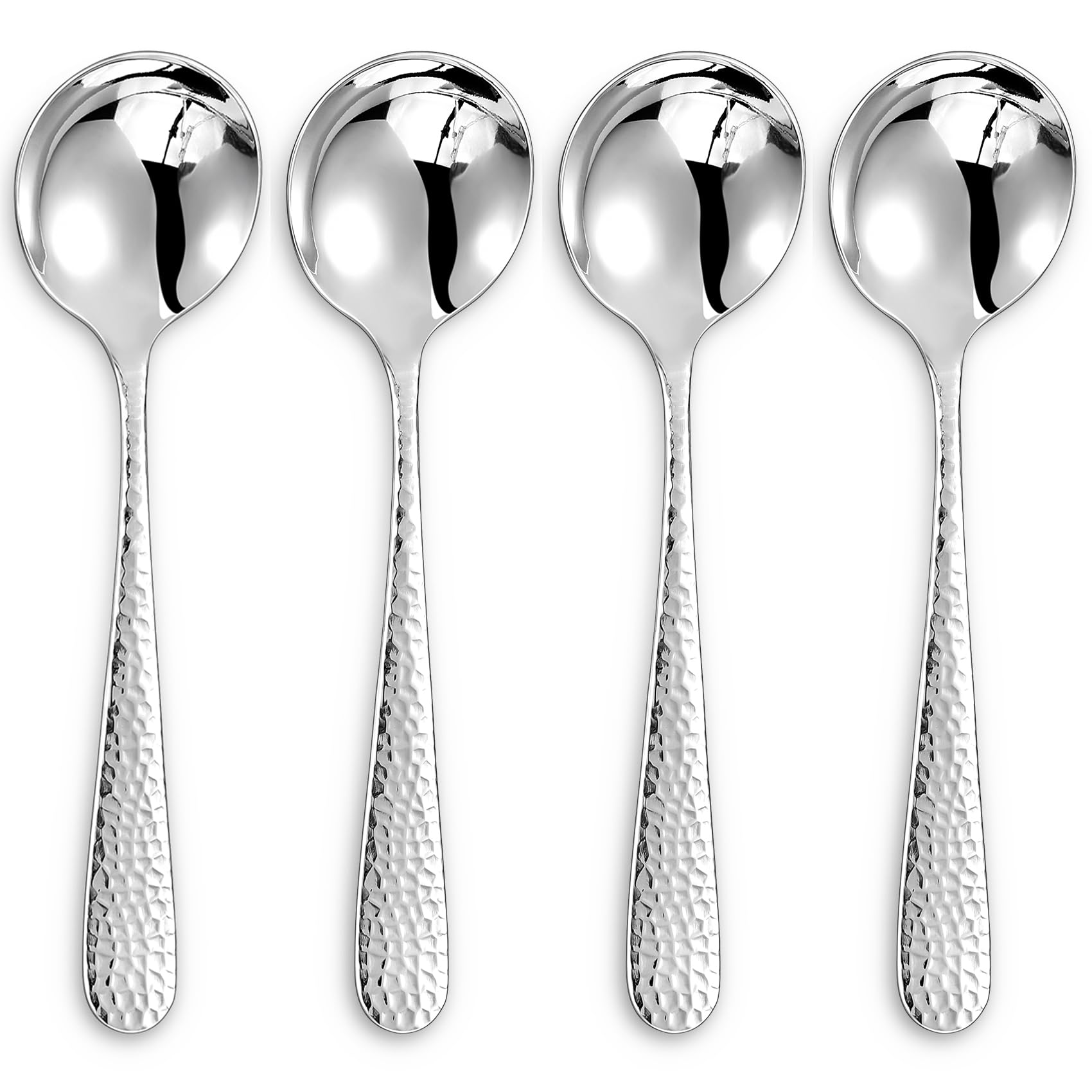 KEAWELL Cucharas Louise martilladas, elegancia duradera para servir sopas.