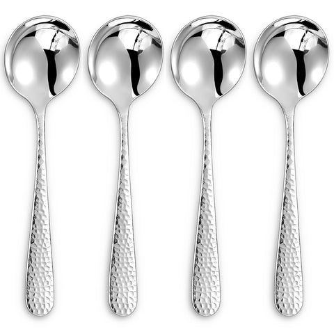 KEAWELL Cucharas Louise martilladas, elegancia duradera para servir sopas.