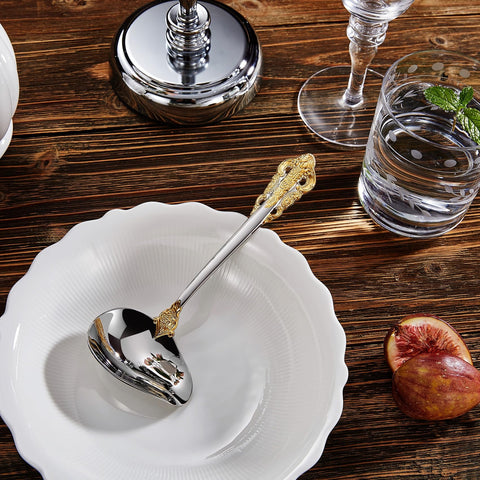KEAWELL Cucharón para caldos y salsas espesas, diseño elegante para mesa.