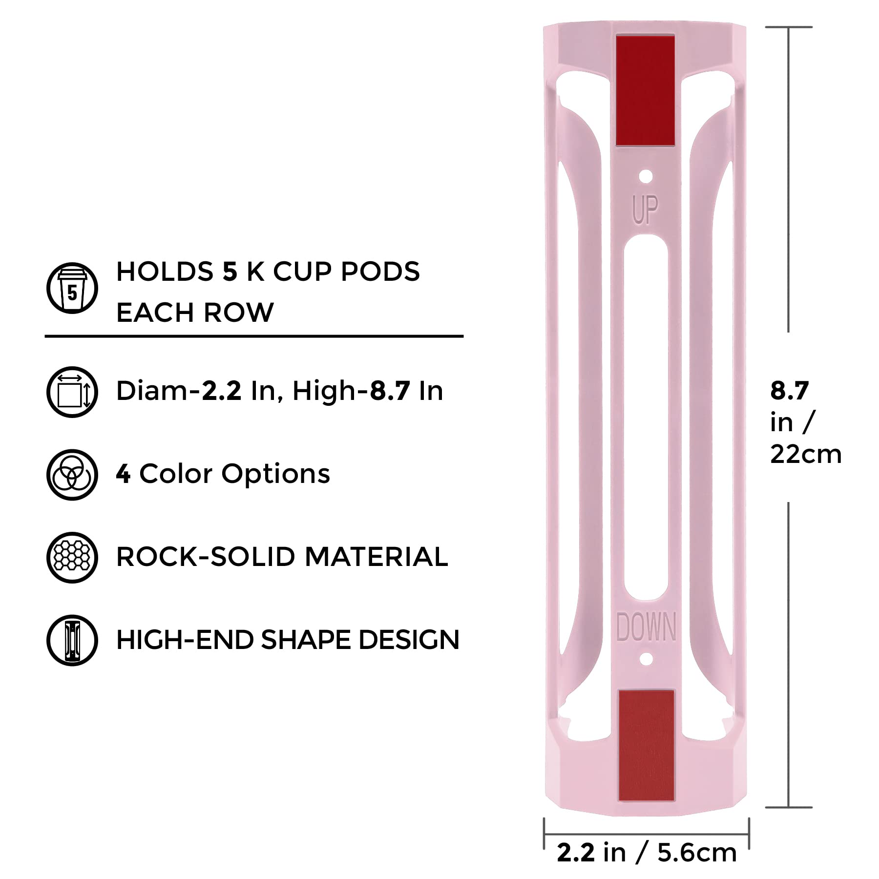 Kedofa portacápsulas rosa Keurig, capacidad expandible para más cápsulas.
