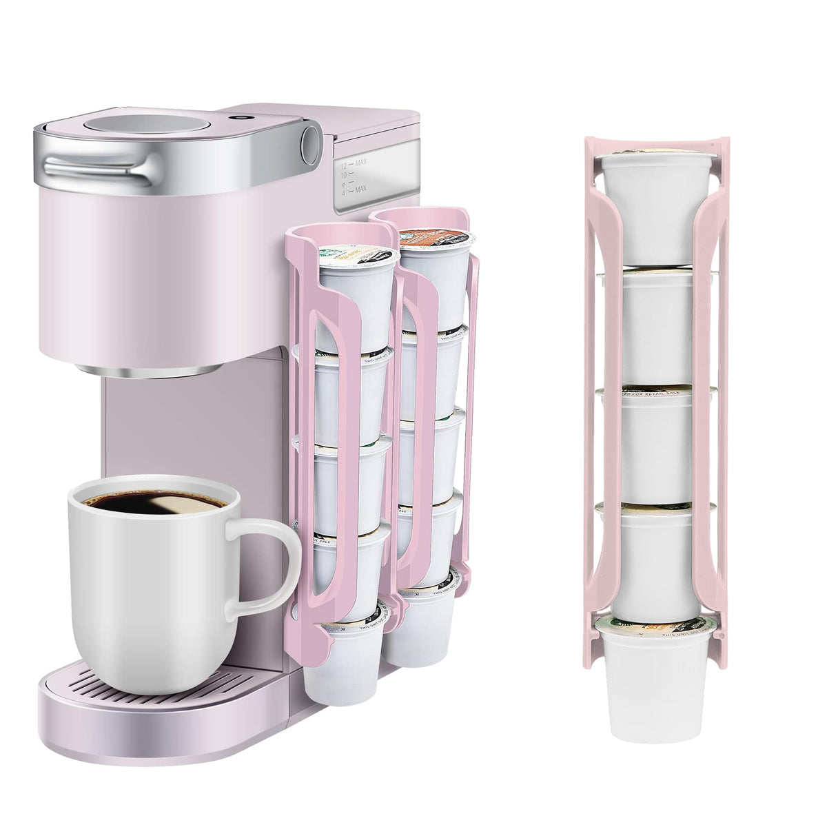 Kedofa portacápsulas rosa para Keurig en pared, ahorro de espacio.