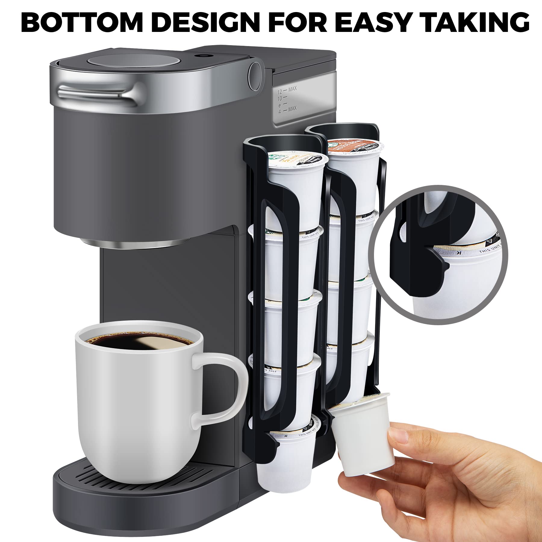 kedofa porta-k-cups Keurig montado en pared, acceso rápido a sabores.