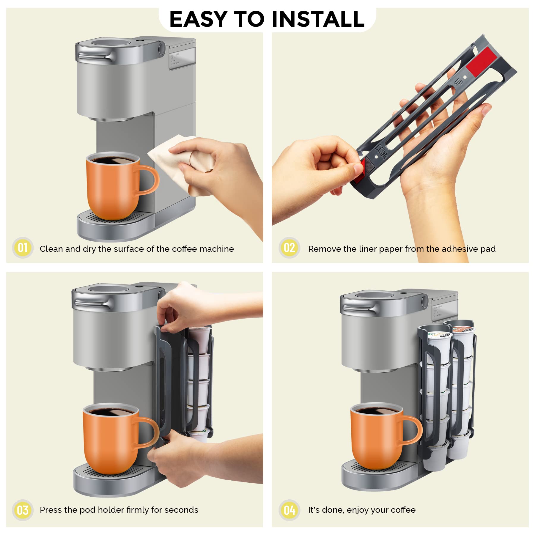 Kedofa portacápsulas Keurig azul instalación simple con guía incluida y fijación rápida