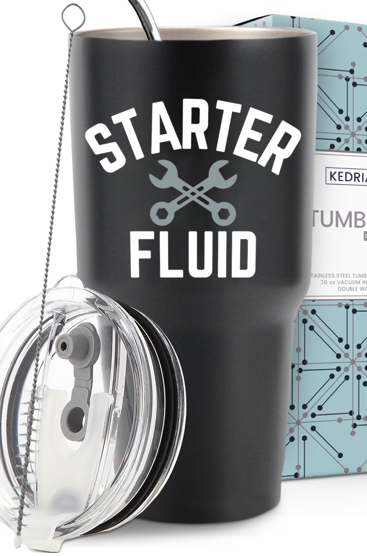 KEDRIAN Mechanic Tumbler 30oz con diseño frontal, ideal para el taller.