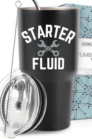 KEDRIAN Mechanic Tumbler 30oz con diseño frontal, ideal para el taller.
