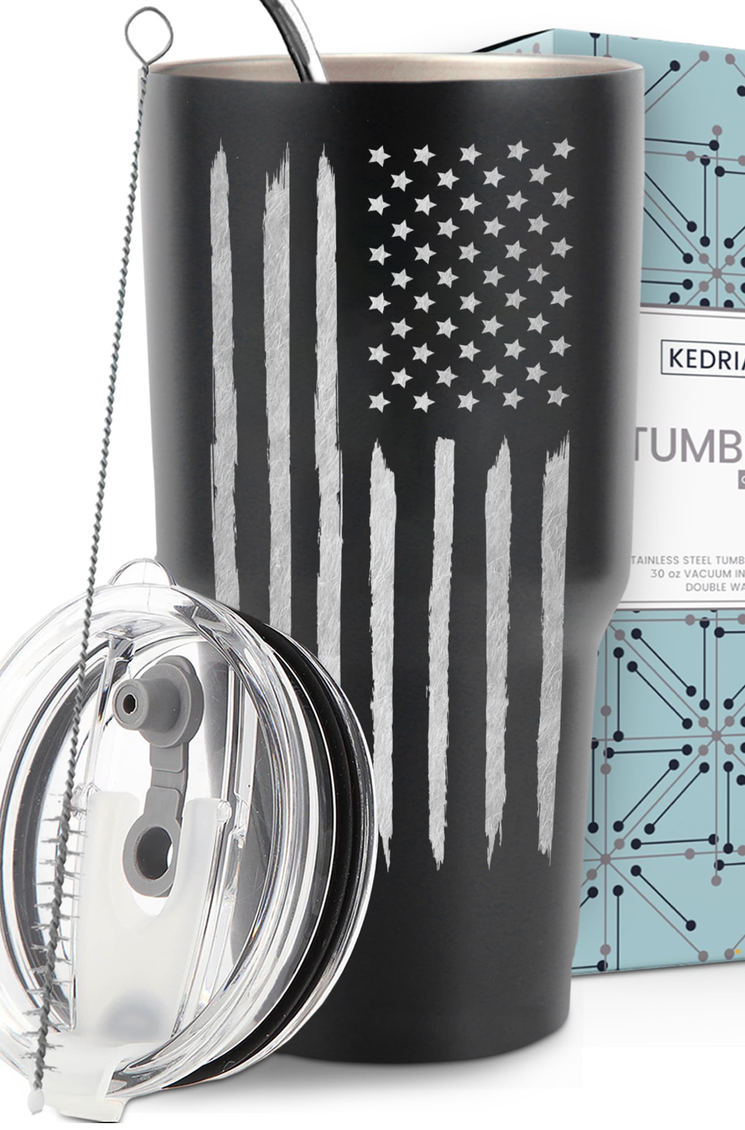 KEDRIAN Tumbler Bandera EEUU 30oz para viajes y orgullo patriótico.