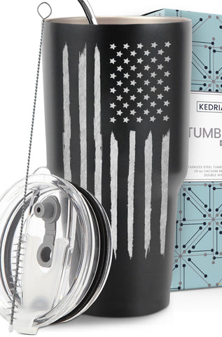 KEDRIAN Tumbler Bandera EEUU 30oz para viajes y orgullo patriótico.