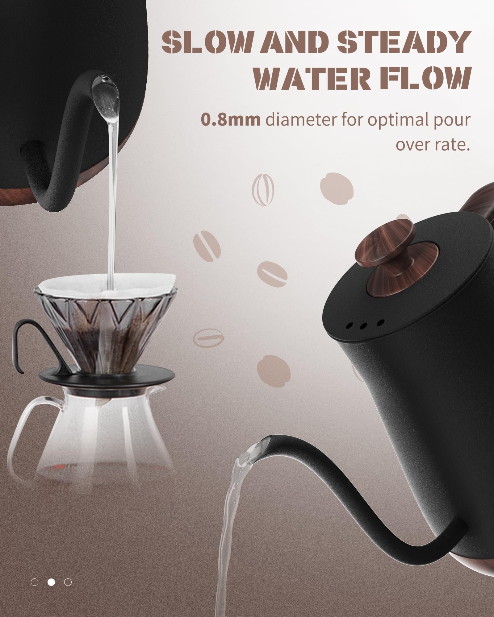 Keebar hervidor diseño mate negro con nogal para cocina elegante