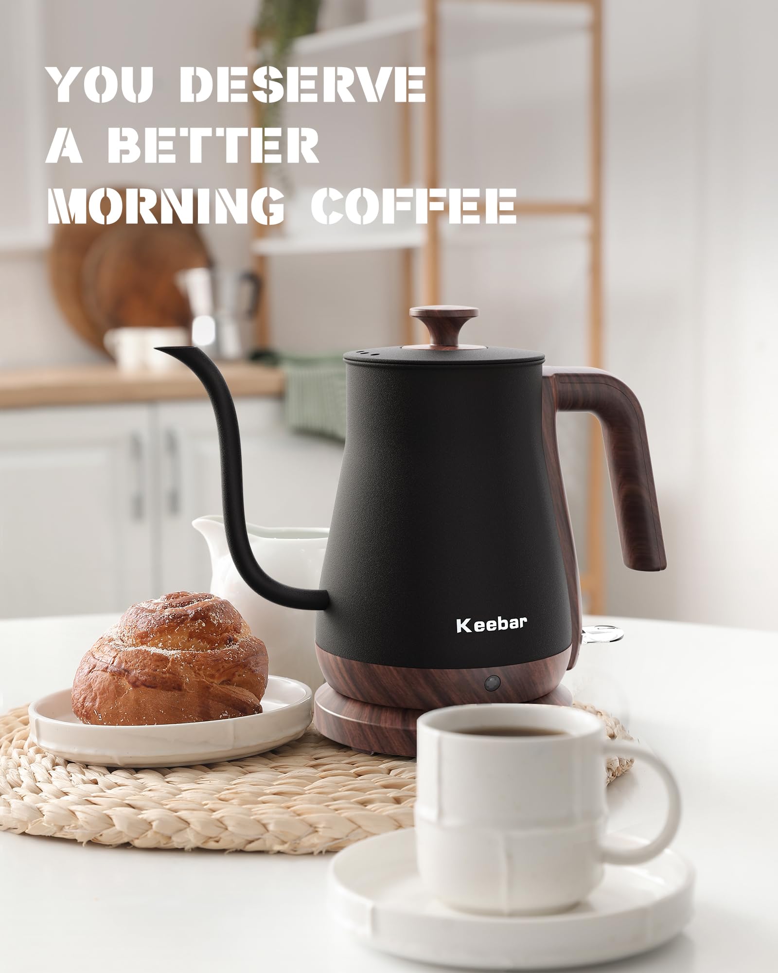 Keebar hervidor para café y té, vertido preciso en cada taza