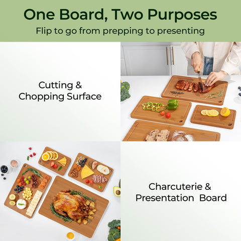 Keechee tabla de corte de bambú 12x8, tamaño práctico para tapas y verduras