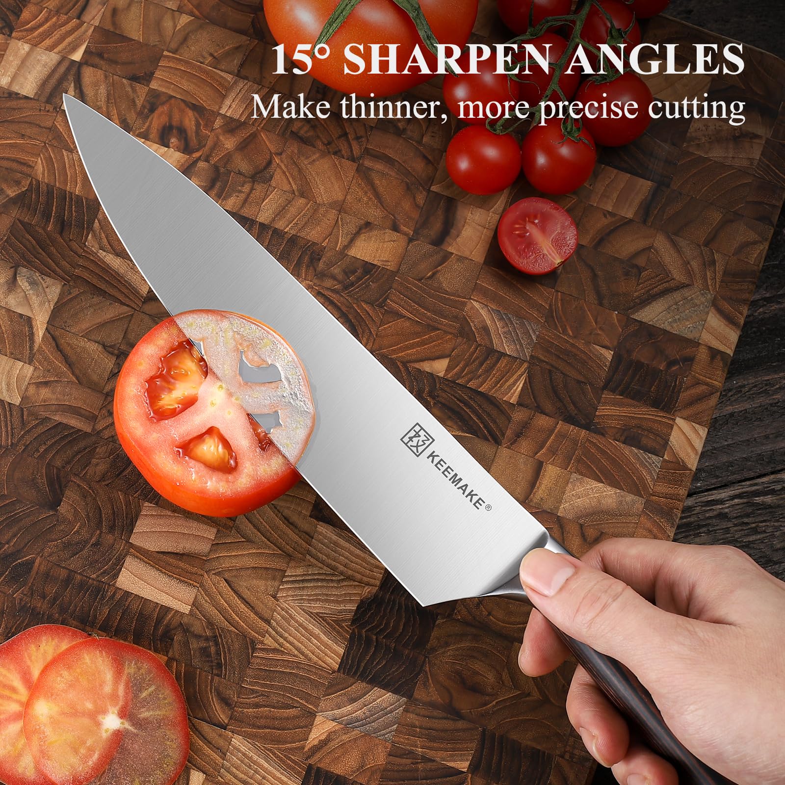 KEEMAKE cuchillo chef 8 pulgadas, corte de carne suave y uniforme