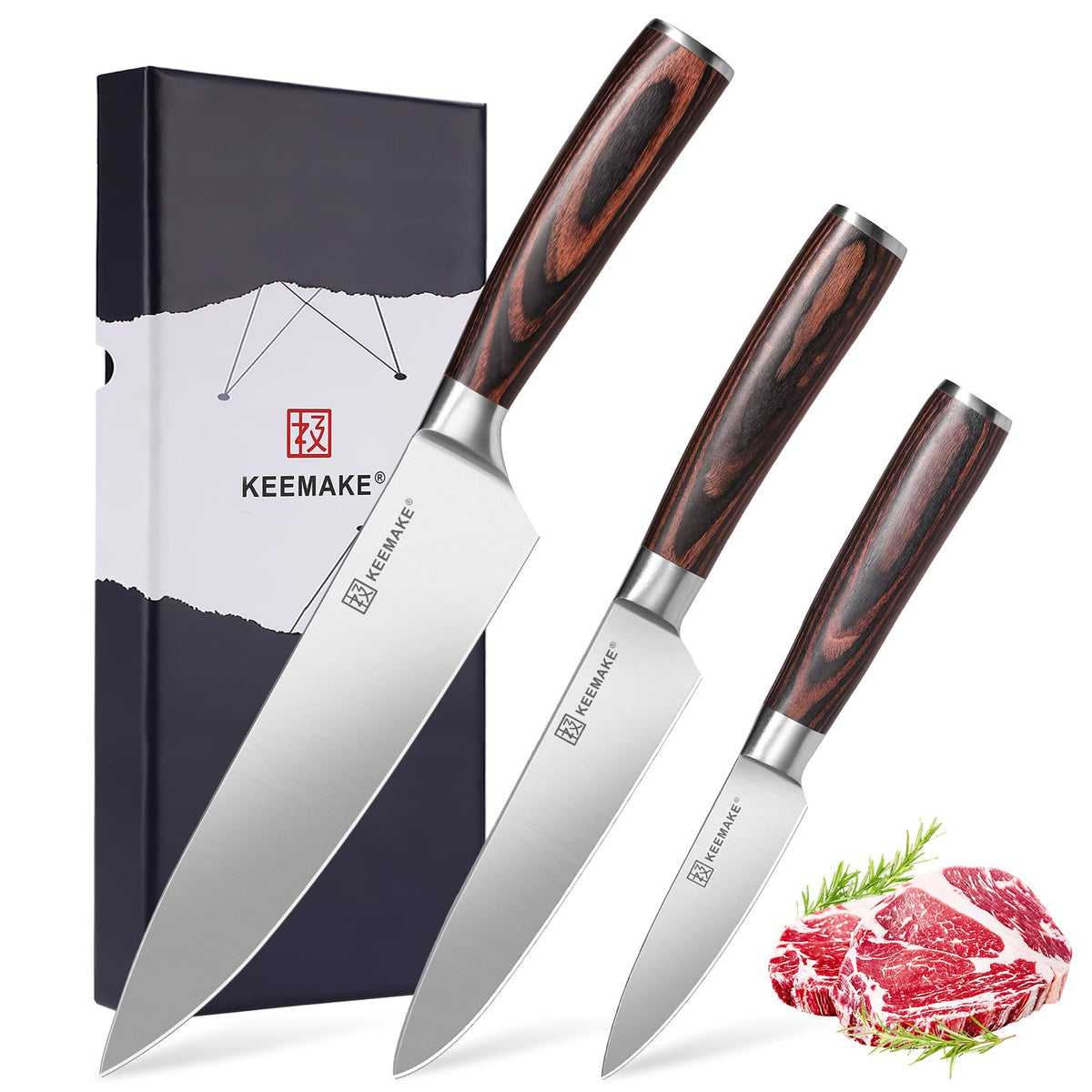KEEMAKE cuchillo de cocinero 8 pulgadas con filo afilado para cortes precisos en casa