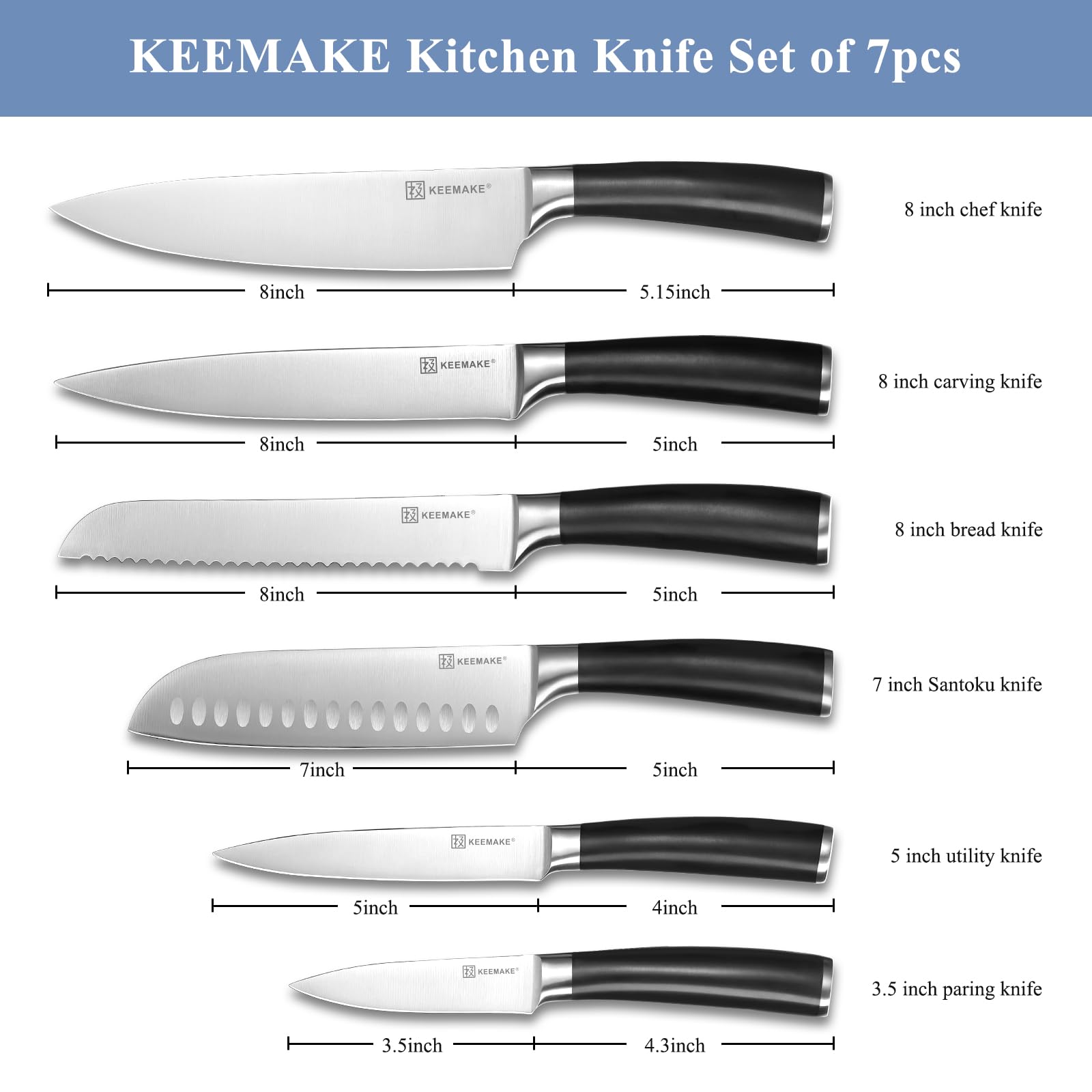 KEEMAKE cuchillo chef de precisión en uso diario, afilado para cortes limpios y controlados.