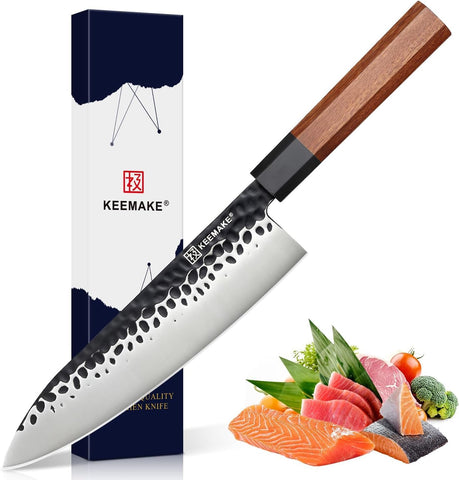 KEEMAKE Gyuto de 8 pulgadas con hoja 440C para corte preciso en casa.