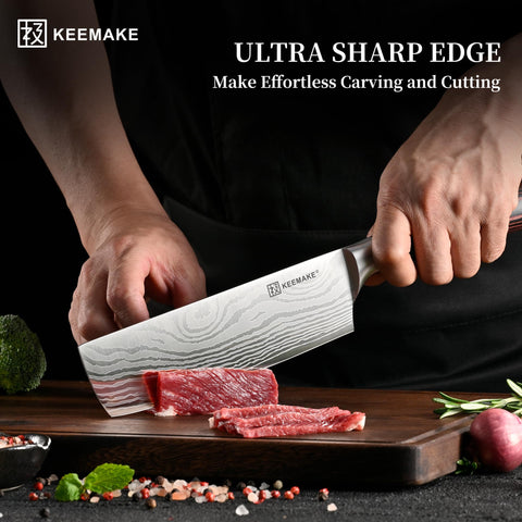 KEEMAKE cuchillo nakiri 7 pulgadas ideal para cortar verduras con control.
