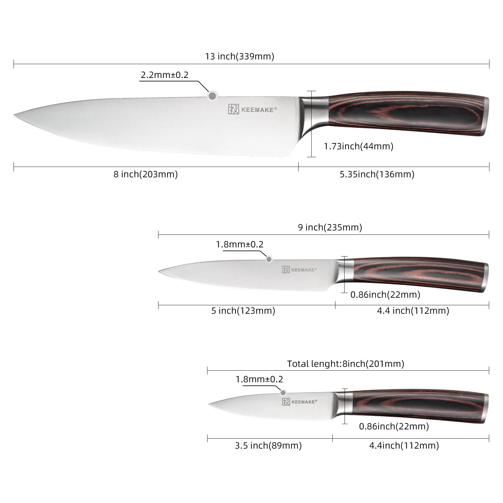 KEEMAKE cuchillo utilitario de 5 pulgadas para picar y rebanar