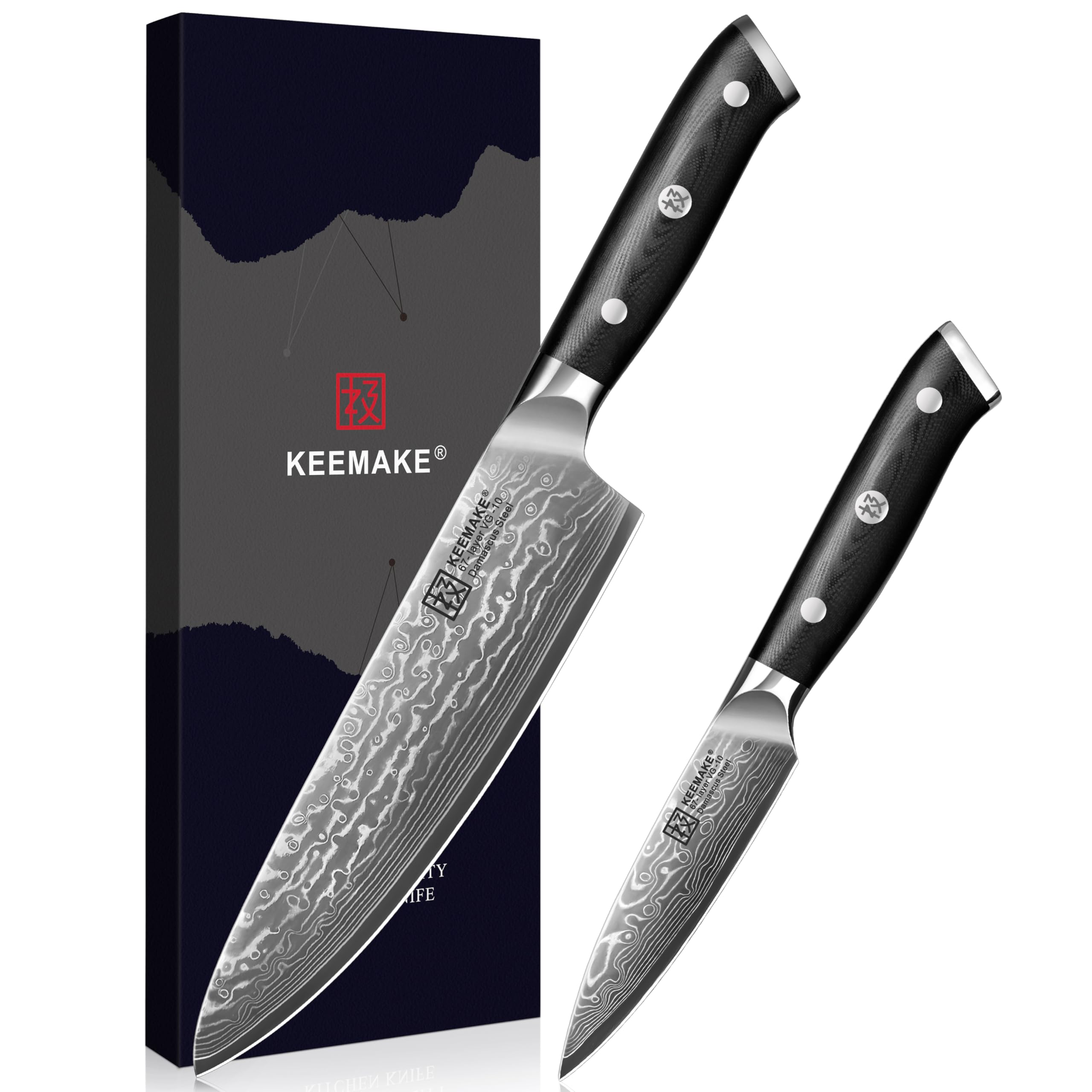 KEEMAKE cuchillo damasco de 8 pulgadas para cuchilla de cocina, cortes precisos