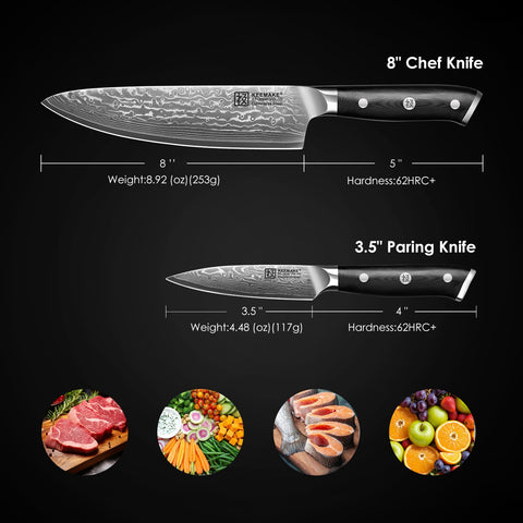KEEMAKE cuchillo damasco de 3,5 pulgadas para pelar y trabajos finos