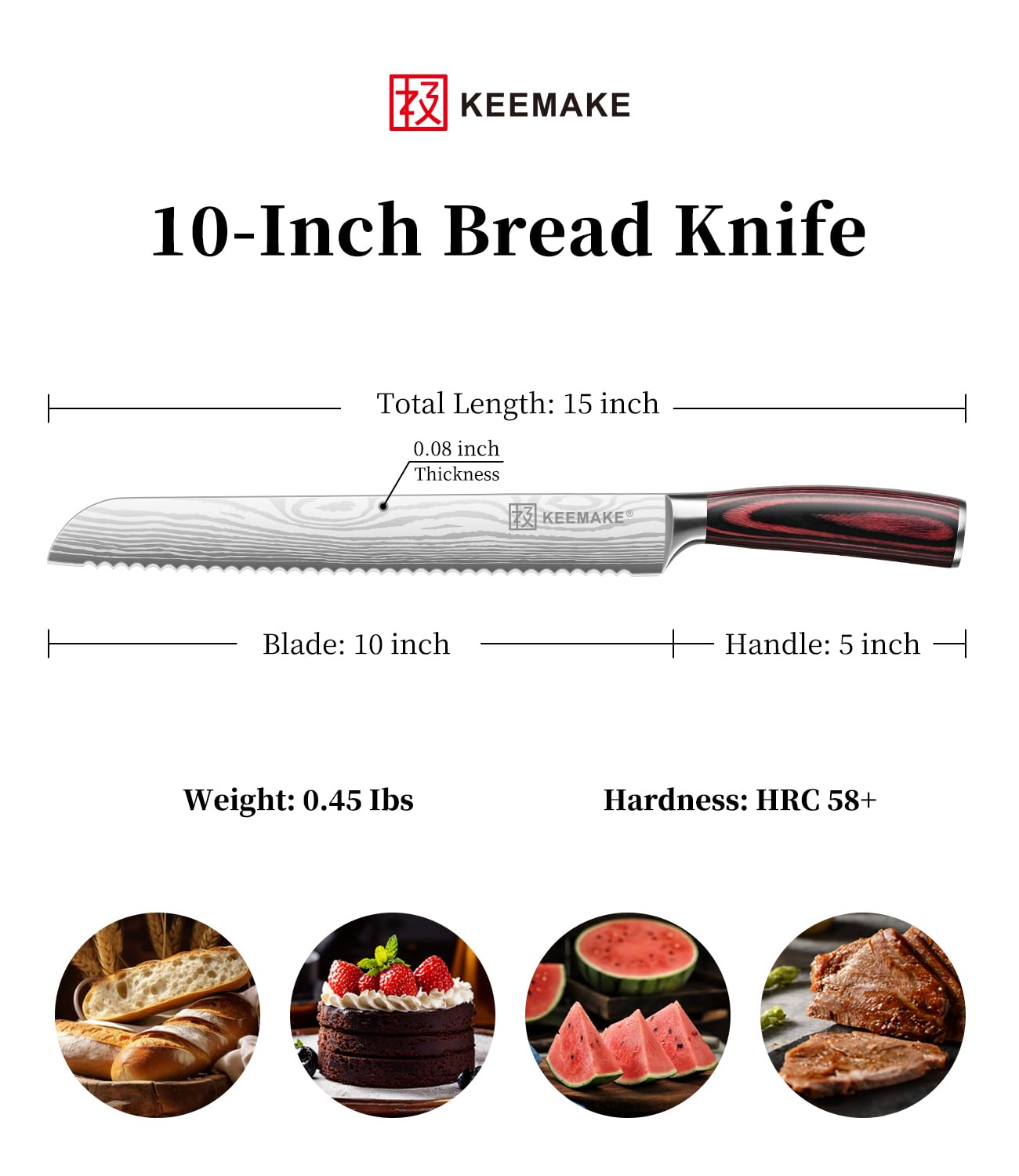 KEEMAKE mango Pakkawood, agarre ergonómico para control estable durante el corte