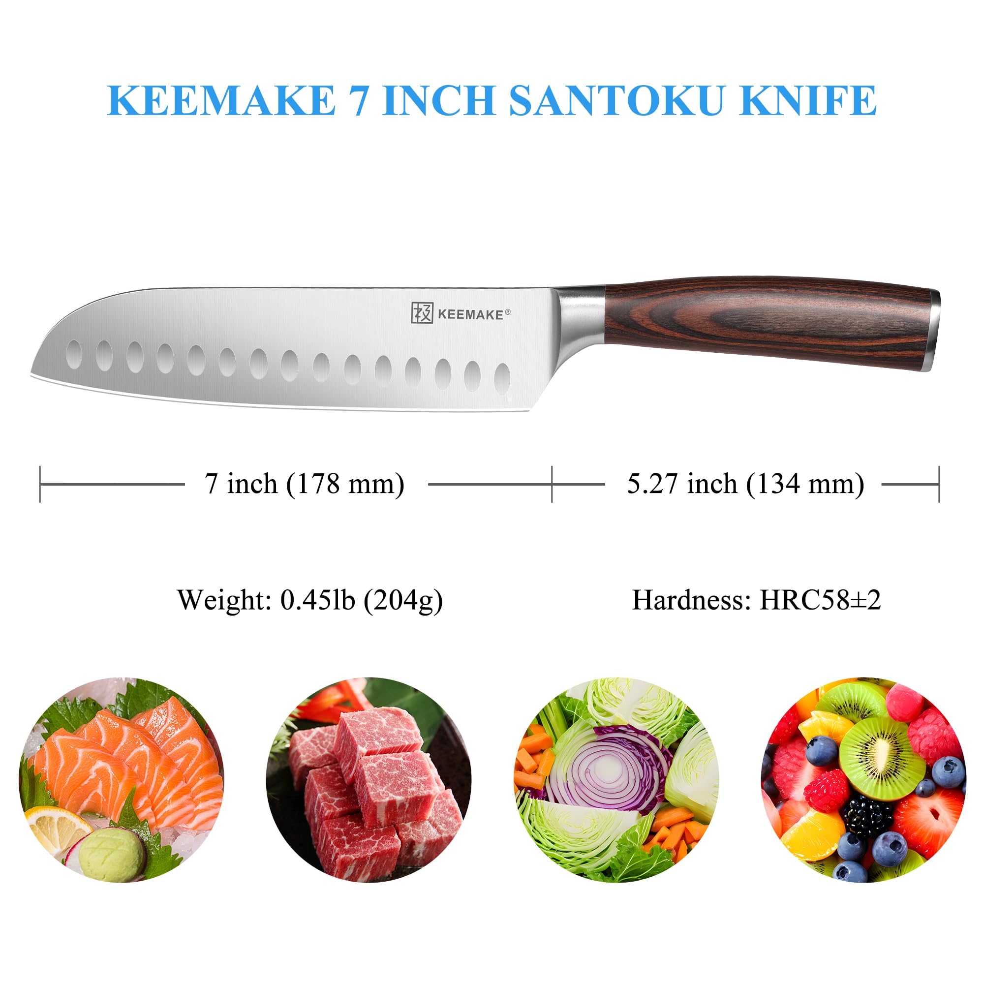 KEEMAKE Santoku conserva un filo duradero para uso diario
