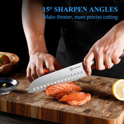 KEEMAKE Santoku para cortes de carne y pescado con filo preciso